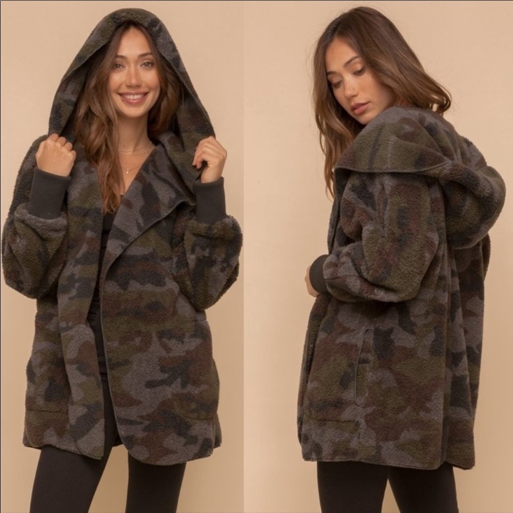 Faux Fur Sherpa Hoodie Jacket Coat Cardigan NEW - Picture 4 of 4